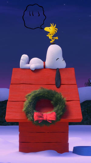 Snoopy On Kennel Christmas Wallpaper