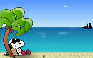 Snoopy Relaxing On Beach Wallpaper