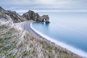 Snow In Durdle Door England Wallpaper