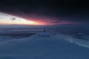 Snow, Man, Freedom, Sunset Wallpaper