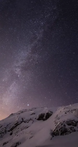 Snow Mountain Night Iphone Ios 10 Wallpaper