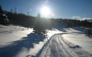 Snow, Road, Winter Wallpaper