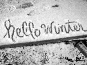 Snow Writing Hello Winter Landscape Wallpaper