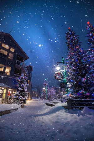 Snowy Christmas Village Wallpaper