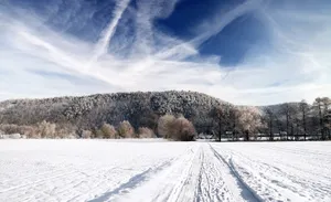 Snowy Country Mountain Road Wallpaper