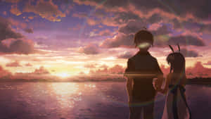 Soak In The Sun At A Peaceful Anime Beach Wallpaper