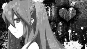 Sobbing Sad Anime Girl Black And White Wallpaper