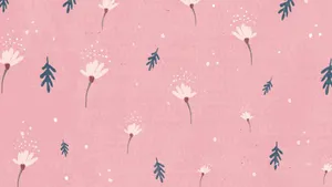 Soft Aesthetic Flower And Leaf Seamless Computer Wallpaper