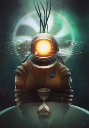 Solar System Astronaut Surrealism Art Wallpaper