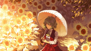 Solemn Sunflower Girl Laptop Wallpaper