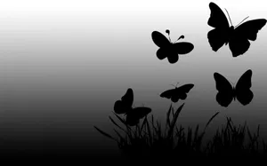 Solid Black Butterfly Graphics With Grass Wallpaper