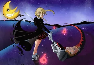 Soul Eater Moon With Maka Albarn Wallpaper