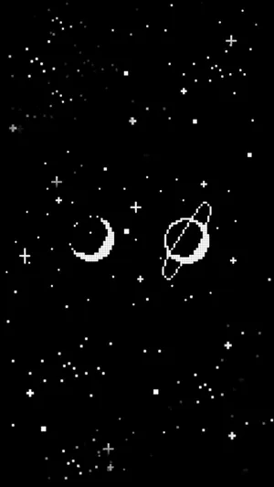 Space Aesthetic Pixel Art Moon Wallpaper