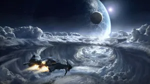Space Ship Digital Art Wallpaper