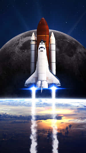 Space Shuttle Blue Flames Wallpaper