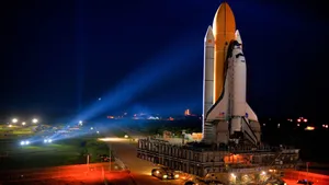 Space Shuttle Neon Lights Wallpaper