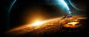 Spaceships In Outer Space Wallpaper