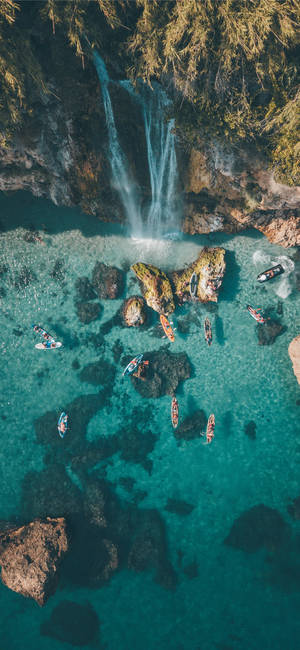 Spain Maro Waterfall Aerial Wallpaper