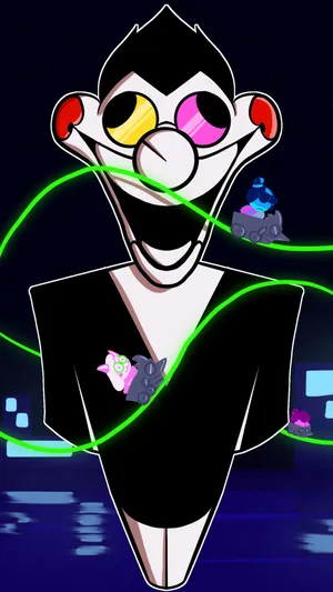 Spamton In Neon Colors Wallpaper