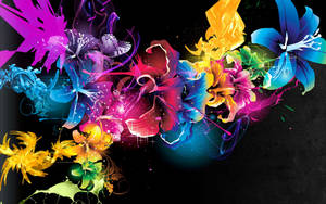 Sparkly Digital Flower Color Wallpaper