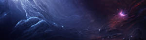 Spectacular Dual Monitor 4k Galaxy Image With Vibrant Blue And Pink Lights Wallpaper