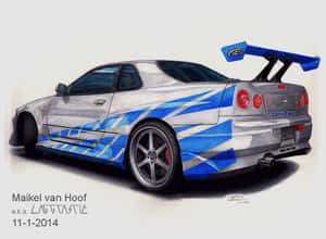 Speed Up With Paul Walker And His Skyline Wallpaper