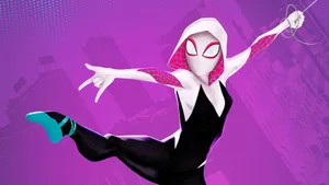 Spider Gwen Glowing Purple Wallpaper