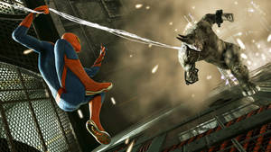 Spiderman Against Rhino Wallpaper