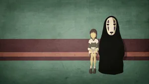 Spirited Away No Face And Chihiro Artwork Wallpaper