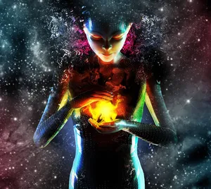 Spiritual Aesthetic Woman With Fire Wallpaper