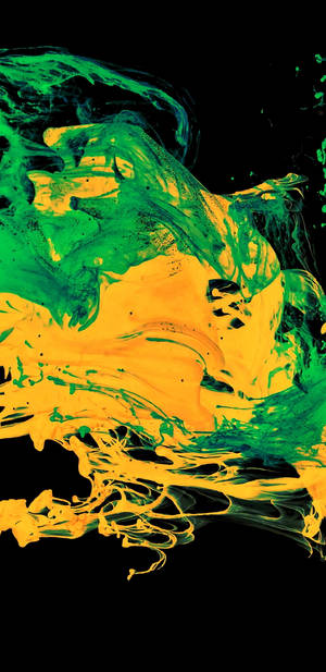 Splatter Paint Yellow Green Wallpaper