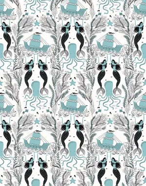 Splendid Illustration Of Two Mermaids Wallpaper