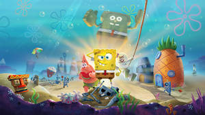 Spongebob And Patrick With Sandy Wallpaper