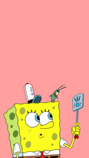 Spongebob And Plankton Cool Robot Spatula Wallpaper