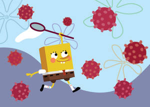 Spongebob Cool Jellyfish Catching Field Wallpaper