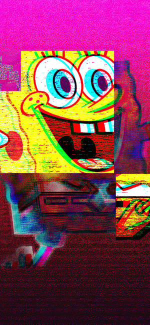 Spongebob Glitch Art Iphone X Cartoon Wallpaper