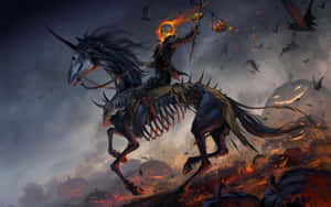 Spooky Halloween Skeleton Grinning In The Darkness Wallpaper