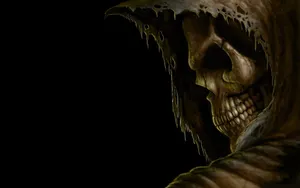 Spooky Halloween Skeleton Grinning In The Moonlight Wallpaper