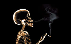 Spooky Halloween Skeleton In An Haunted Forest Wallpaper