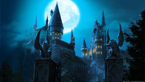 Spooky-themed Hogwarts Castle Wallpaper