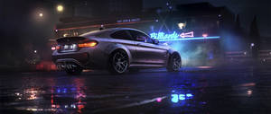 Sports Car With Neon Light Wallpaper