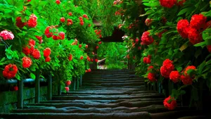Spring Desktop Flower Garden Painting Wallpaper