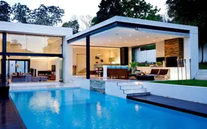 Square-type Pool House Wallpaper