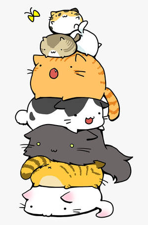 Stack Of Kawaii Cats Wallpaper
