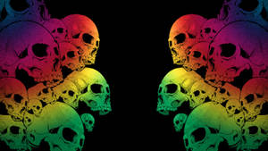 Stacked Up Colorful Skull On Black Background Wallpaper