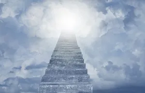 Stairway With Funeral Clouds Wallpaper