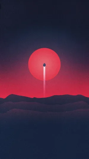 Star Wars Red Moon Spaceship Launch Wallpaper