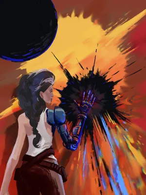 Star Wars Visions Warrior Gazingat Explosion Wallpaper