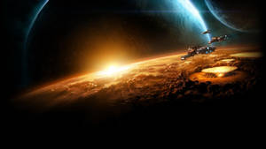 Starcraft Planet Landing Space Wallpaper