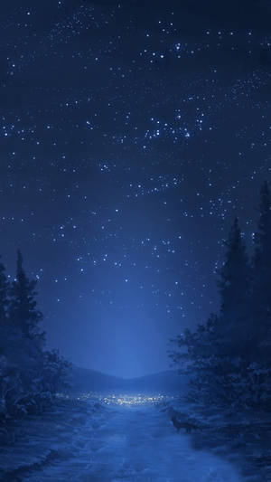 Starry Night Road Cool Android Wallpaper